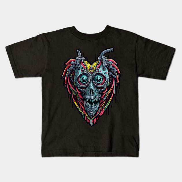 Cyborg Hearts Kids T-Shirt by Houerd